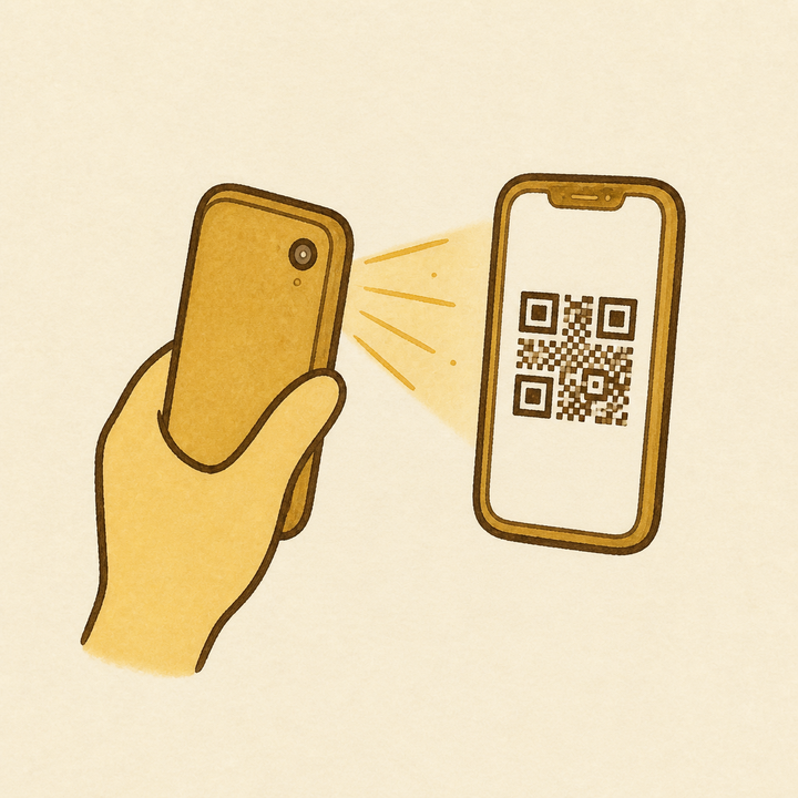 One phone scanning another phone&rsquo;s QR code
